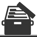 Минималистичная одноцветная иконка архивных материалов на белом фоне для раздела ремонта старых книг